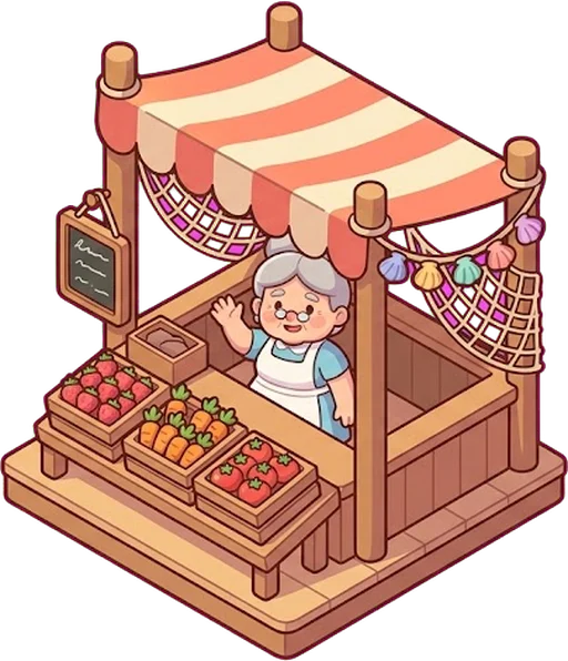 Dona Maré at the market stall.