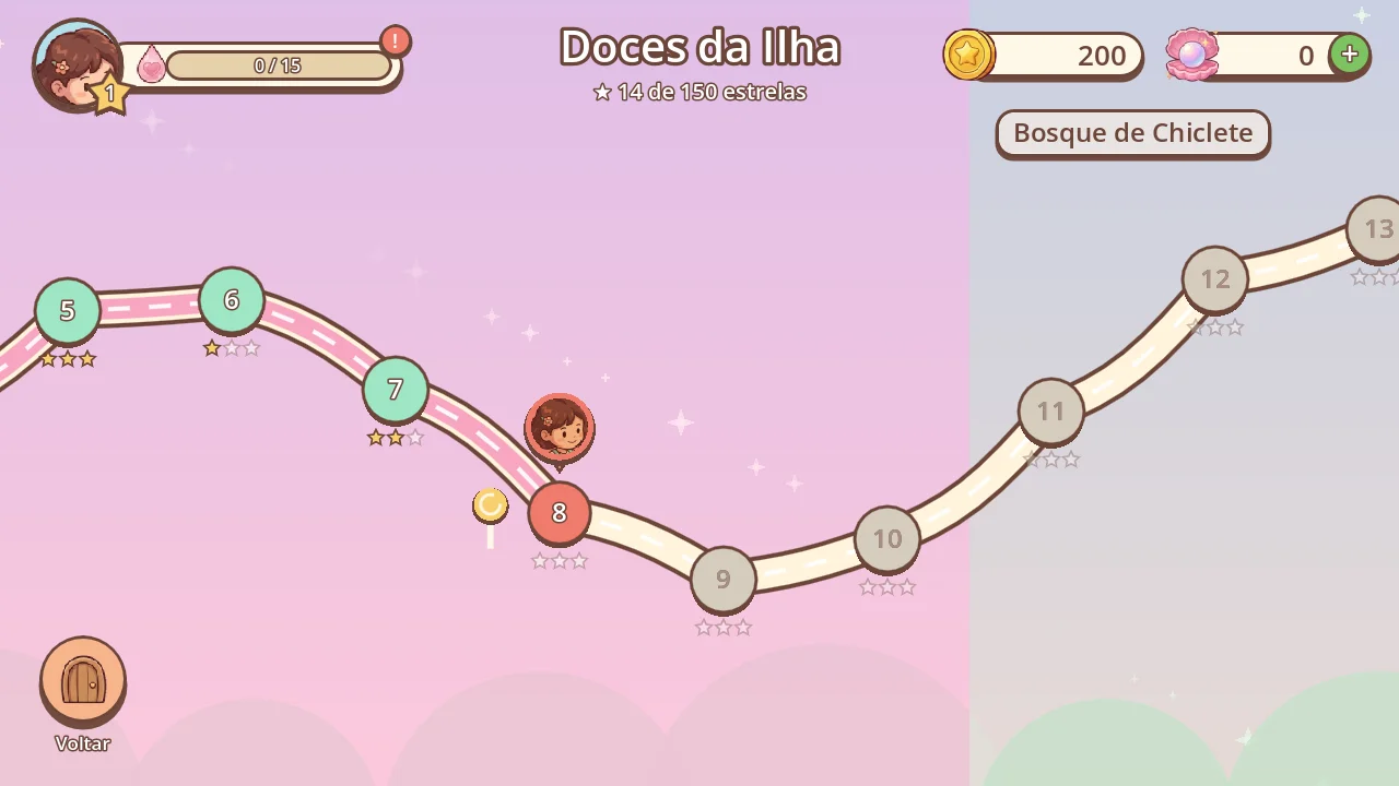 Level trail of the Island Sweets mini-game.